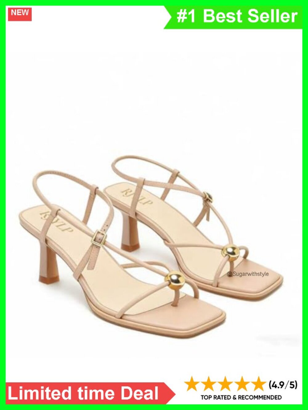 Kitten Heel Slingback Sandals Square Toe Strappy Thong Party Beach
